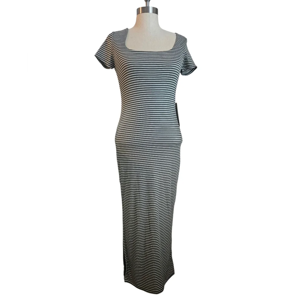 NWT J FOR JUSTIFY Contour Collection Olive Green Striped Maxi | SZ M - Picture 1 of 12
